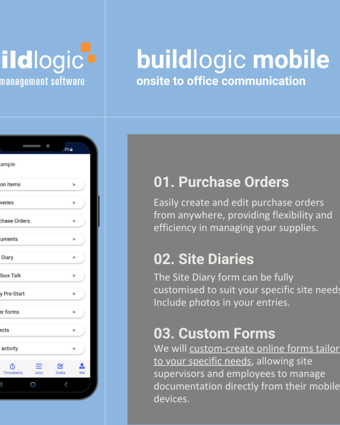 Buildlogic Mobile Capabilities Construction Software on the go